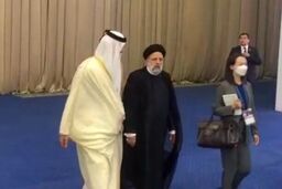 دیدار رئیس جمهور و امیر قطر در حاشیه اجلاس سران سیکا