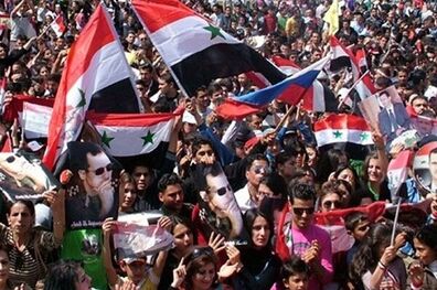  تظاهرات ضد آمریکایی در سوریه با حمایت از بشار اسد