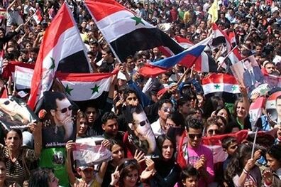  تظاهرات ضد آمریکایی در سوریه با حمایت از بشار اسد