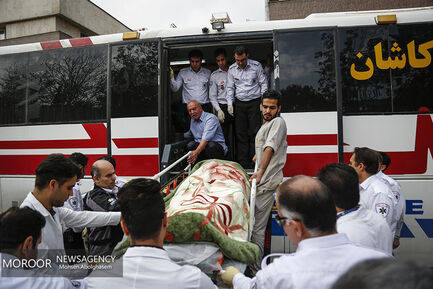 مصدومان حادثه واژگونی اتوبوس حامل زائران ایرانی