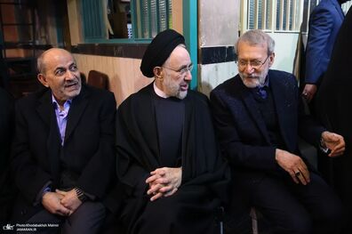 عکس/ هم نشینی دوباره لاریجانی با خاتمی
