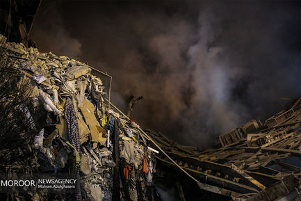 عملیات امداد و نجات شبانه حادثه ساختمان پلاسکو