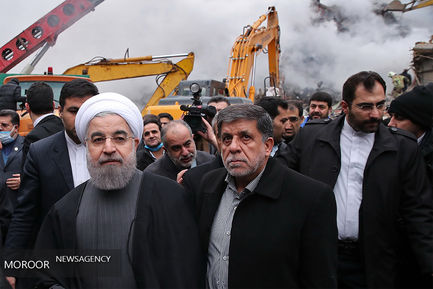 بازدید رییس جمهور از محل حادثه ساختمان پلاسکو 