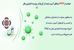 حمایت از 2244 مشاغل آسیب دیده از کرونا در موسسه اعتباری ملل