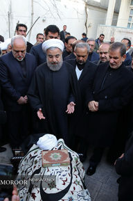 مراسم وداع با پیکر آیت الله هاشمی رفسنجانی در حسینیه جماران با حضور رییس جمهور