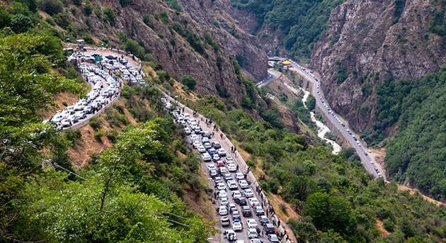 ترافیک سنگین در محور چالوس و تردد روان در آزادراه تهران - شمال