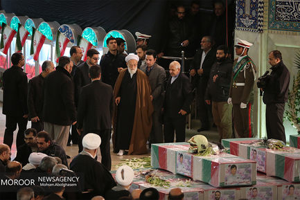 اقامه نماز و تشییع پیکر شهیدان آتش نشان در مصلی تهران 