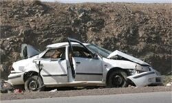 مصدومیت 7 مسافر به دلیل برخورد سواری پراید با کانکس پلیس راه